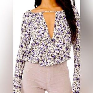 Free people “We the free” Floral bodysuit long sleeve urban outfitters